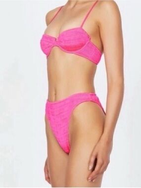 triangl swimwear Hot Pink Textured Bikini Set